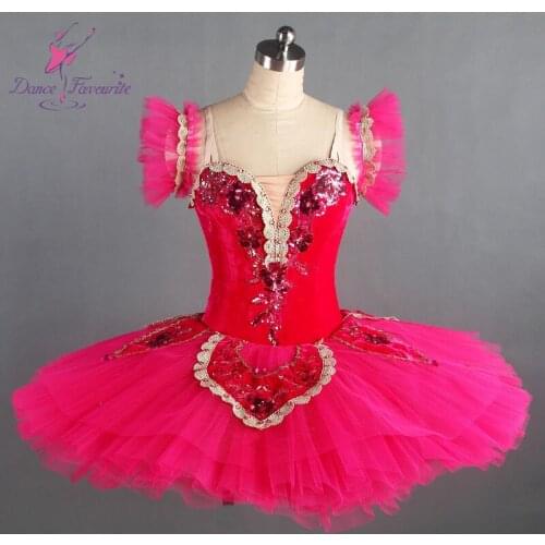Adult Female Rose red Classical Pancake Ballet Tutu,Girl Ballerina Professional Dance Performance/Concert Competition Stage Wear