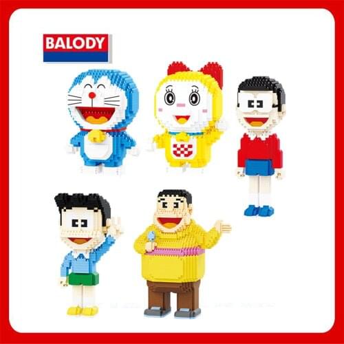 Balody 16138-16143 Famous Japanese Sci-Fi Comedy Comics Blue Cat Robot Primary School Student Building Micro Mini 3D Blocks Toys