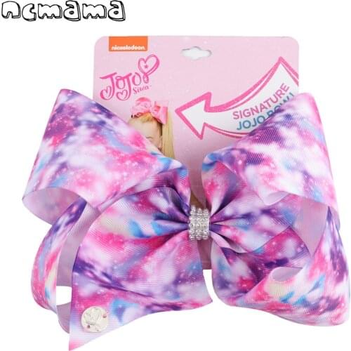Ncmama 8 Inch Jojo Siwa Bows Jumbo Unicorn Hairbows Printed Bowknot Rainbow Hair Bow Cute Hairgrips Kids Hair Accessories