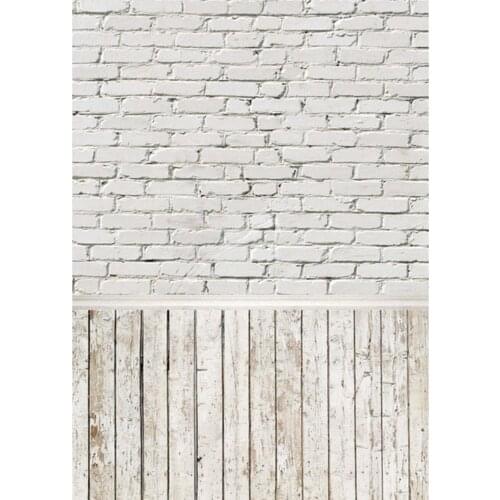 White Brick Wall Photography Backdrops Wooden Floor Backgrounds for Pet Toy Photo Studio Baby Shower Newborn Children Photophone