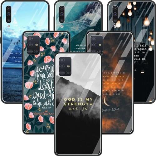 Phone Case For Samsung Galaxy A71 A52 A51 A91 A81 A72 A41 A31 A21s A21 A11 A01 M51 M31 M21 Glass Cover Bible Verse