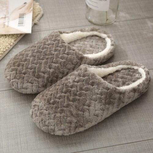 Home Women Jacquard Slippers Indoor Bedroom Slip-On Anti-Skid Slipper Winter Warm Cotton Shoes Soft Plush zapatos de mujer FN55