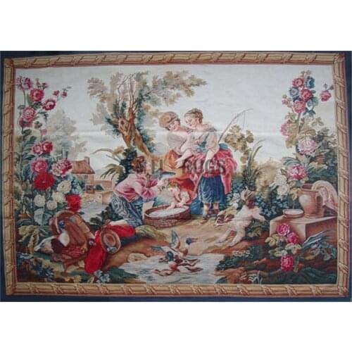 Gobelin Picture Tapestry Wall Hanging Pure Handmade Wool Palace French Gobelins Weave Tapestry Wide (213cm) 5.1'x 7.1' Gc3tap18