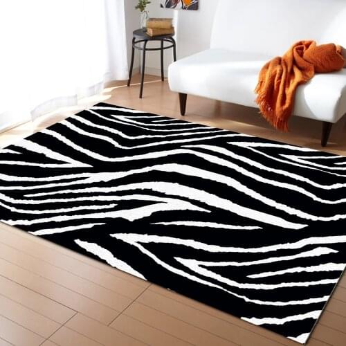 Zebra Animal Print Pattern Carpet for Living Room Kids Bedroom Bedside Rugs Soft Carpets Home Sofa Table Decor Mat