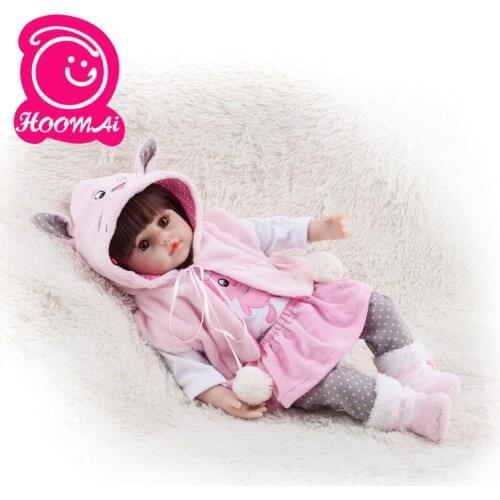 Hoomai 19 Inch 48CM Reborn Baby Doll Toy For Girl Vinyl Newborn Princess Babies Bebe Bathe Accompanying Toy Birthday Gift
