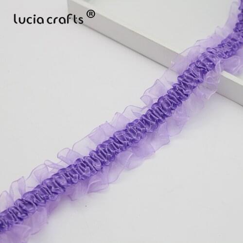 Lucia Crafts 2/8Y 40mm Elastic lace Satin Organza Ribbon Trim Fabric Lace For Garment Accessories U0201