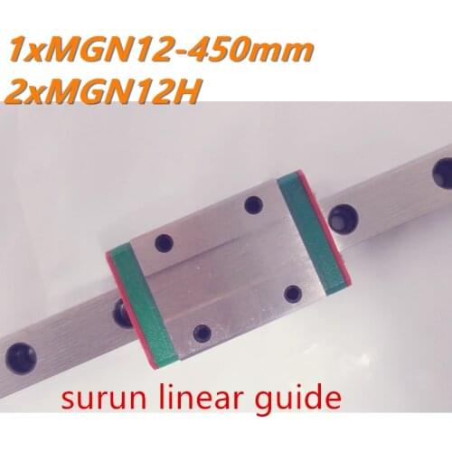 Kossel Mini MGN12 12mm miniature linear rail slide 1 pcs 12mm L- 450mm rail+2 pcs MGN12H carriage for X Y Z axis