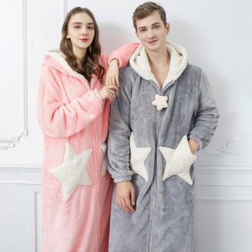 Men Bathrobe Winter Thicken Warm Flannel Bath Robe Long Plus Size Evening Gowns for Women Night Gown for Couple