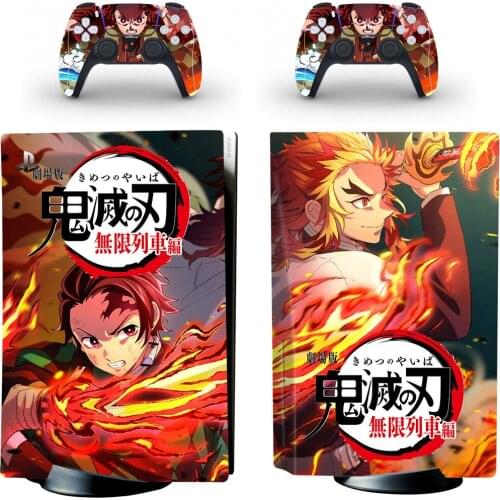 Demon Slayer PS5 Standard Disc Edition Skin Sticker Decal Cover for PlayStation 5 Console and Controllers PS5 Skin Sticker