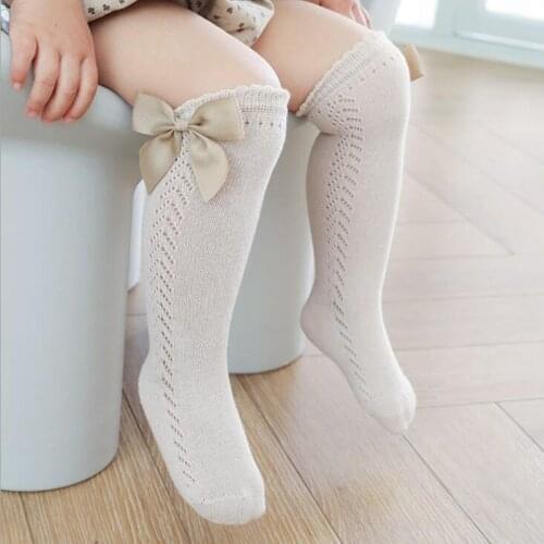 Baby Girls Socks Knee High Princess Socks With Bows Girl Cute Baby Sock Cotton Long Tube Children Socks