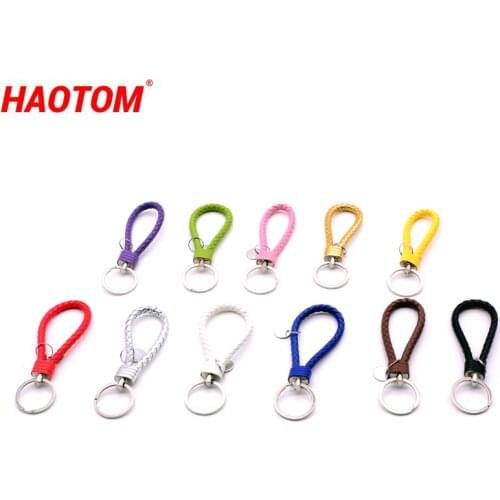 GIFT!!! 1PCS PU Leather Braided Woven Rope Keychain DIY Bag Pendant Key Chain Holder Car Motorcycle Keyring Men Women Key Ring