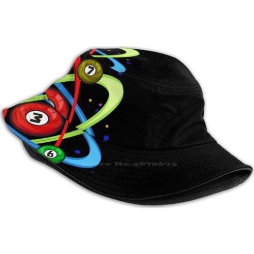 Awesome Billiards Ball Atom Science Pool Player Pattern Design Printed Travel Bucket Hats Billiards Atom Pool Atom Atom Atom