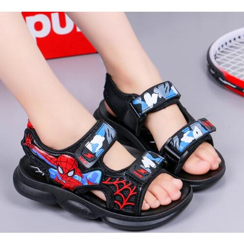 Boys Sandals Childrens Fashion Spider-Man 2021 Summer New Boys Beach Soft Sole Sandals Open Toe Breathable