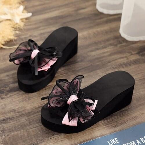 2021 fashion ladies bow summer sandals slippers indoor outdoor flip flops beach shoes women slippers