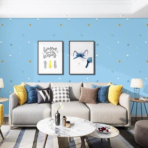Cute 3d Star Space Wallpaper Stickers diy Kids Room Peel and Stick PVC Furniture Wallpapers Boys Girls Bedroom Wall Papers J198