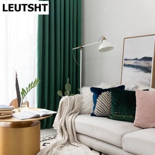 European Style Curtains for Living Dining Room Bedroom Thickened Malachite Green blackout Curtain Finished Product Customization