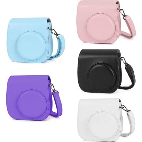 PU Leather Bag Protective Case Cover with Adjustable Shoulder Strap for Instax Mini 11 Instant Film Shell with Shoulder Strap