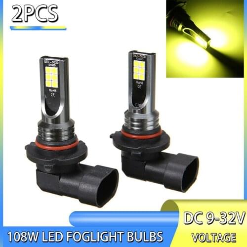1 Pair 9006 HB4 108W 3030 LED Car Foglight Bulbs 3000K Golden Yellow Fog Lamp Beam 20000LM 9V-32V Car Headlamp