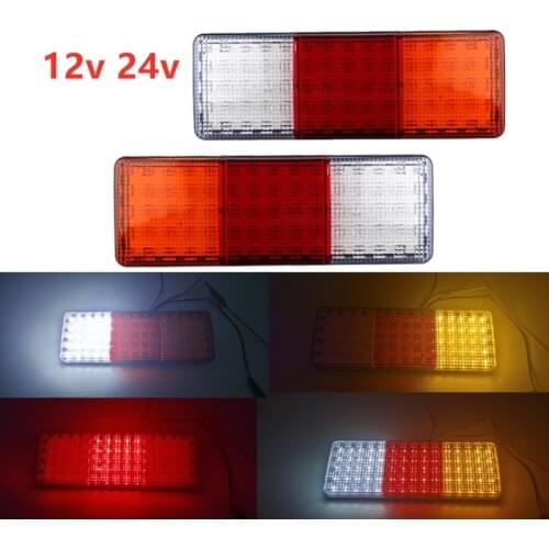 2pcs Waterproof 12V 75 LED Taillights Car 24v Truck RV Van Bus Rear Tail Trailer Lights Signal Indicator Brake Stop Reverse Lamp