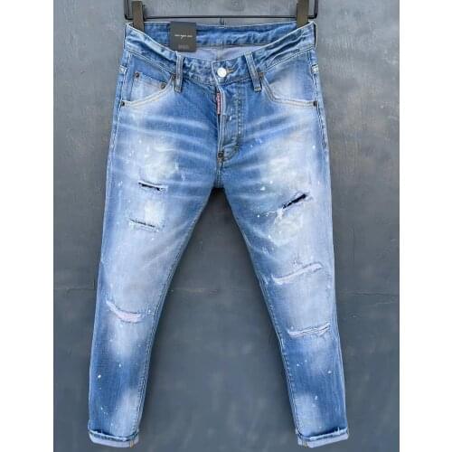2021 New Sstyle DSQ2 Ffashion Trend Locomotive Ripped Paint Jeans 032