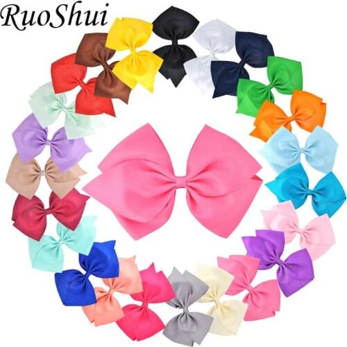 23PCS/LOT 7 inch Cute Girls Children Big Solid Grosgrain Ribbon Hair Bow Alligator Clips Bowknot Headwear Women Hair Accessories