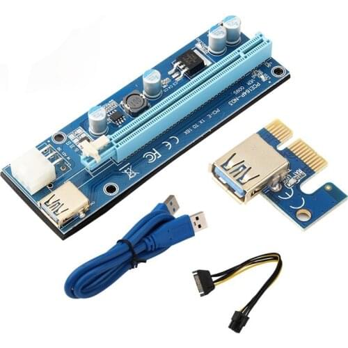 Adapter Card Sata 15Pin To 6 Pin Power Cable Usb 3.0 Pci-E Riser Ver 009S Express 1X 4X 8X 16X Extender Riser Mining Card