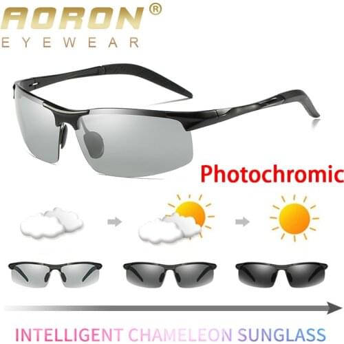 Aluminium Magnesium Photochromic Sunglasses Men Chameleon Polarized Sun Glasses Women Men All Day Change Color for Light Shades