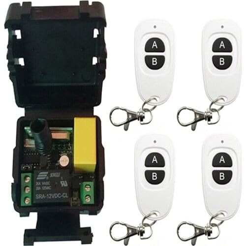 433 MHz AC 220V 1CH 10A Wireless Remote Control Switch Relay Output Radio Receiver Module +White A B keys Waterproof Transmitter