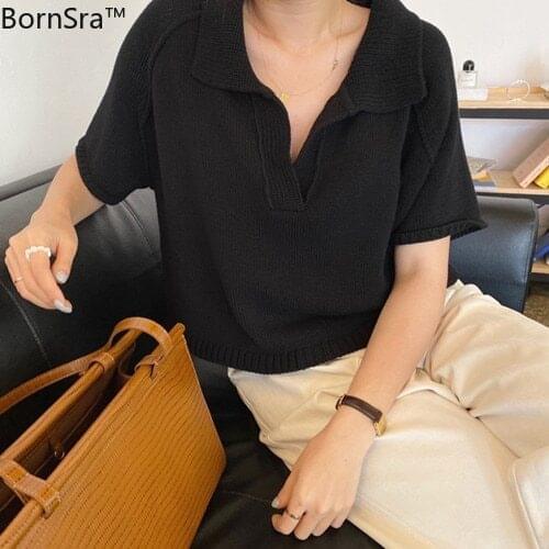 Женские пуловеры с V-образным вырезом Bornsra China At AliExpress