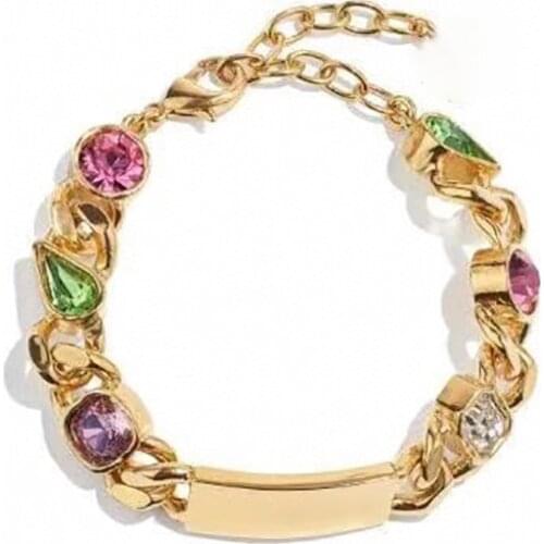 Brand Vintage Color Fashion Jewelry Copper Chain Black Name White Bracelet Fashion Praty Jewelry Name Crystal Bracelet Vintage