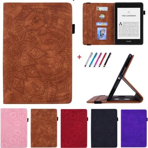For Kindle Paperwhite Case Case Flower 3D Emboss PU Leather Cover Funda for Kindle Paperwhite 4 3 2 1