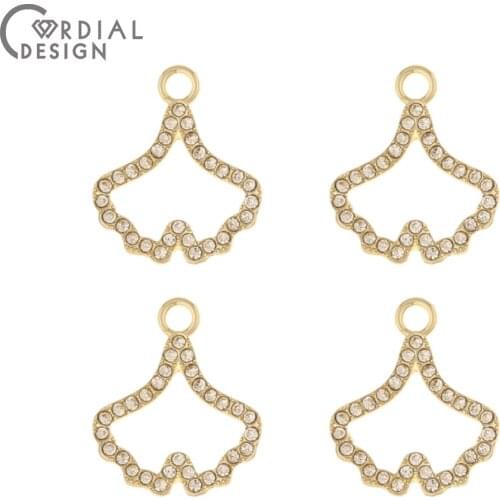 Cordial Design 100Pcs 16*17MM Jewelry Accessories/DIY Charms/Hand Made/Leaf Shape/Jewelry Findings Components/Rhinestone Pendant