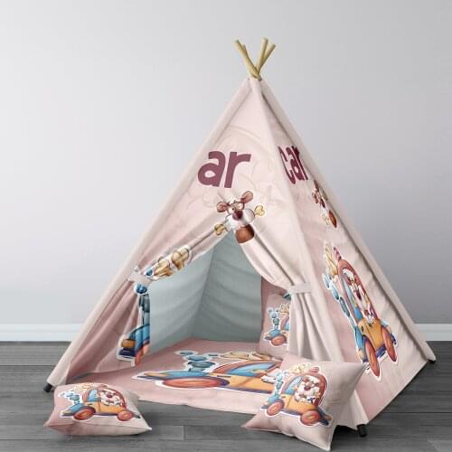 Play Tent for Kids Wigwam Portable Indoor Playground Tents Children Bedrooms Light Pink Car Dog Driving Car Model 133