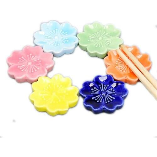 Ceramic Cherry Blossom Chopsticks Stand Multicolor Cherry Blossom Chopsticks Rack Pen Holder Ceramic Crafts