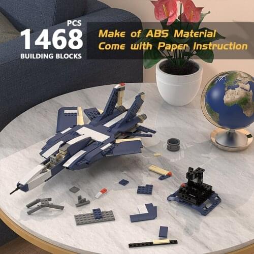 MOC Aviator F-14 Fighter Pilot Building Blocks Bricks Cats Fighter High-Tech Model DIY Educational Toys For Kids Boys Gifts