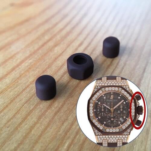 Brown rubber crown and button cover for AP Audemars Piguet Royal Oak Offshore 37mm chronograph watch parts tools