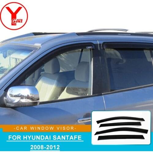 Black Window Visor Vent Sun Rain Deflector Guard For Hyundai Santafe San ta fe 2008 2009 2010 2011 2012 Car Accessories YCSUNZ