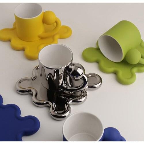 Nordic Ins Style Creative Ceramic Coffee Cup Tea Cup Set 250ML Milk Mugs Office Home Dish Personalized Mug Birthday Couples Gift