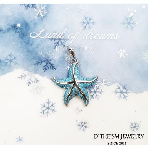 Pendant Blue Starfish fit Necklace 2021 New Fine Jewelry Accessories 925 Sterling Silver Oceanstar Bijoux Gift For Women Ladies