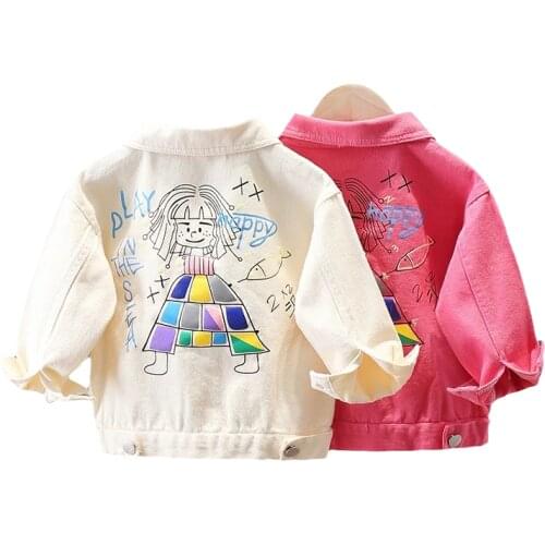Childrens Denim Jacket For Boys And Girls Spring Autumn New Graffiti Toddler Baby Bomber Jacket Coat 1-7 Year Old Casual Jacket