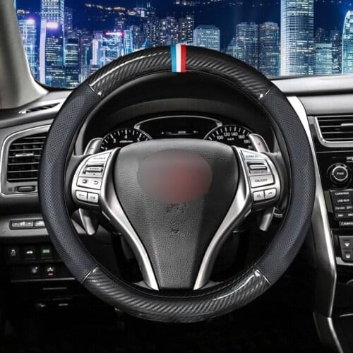 MIDOON Carbon Fiber Cow Leather Car Steering Wheel Cover For Nissan Qashqai Xtrail t32 Juke Note Tiida Almera Rogue Almera