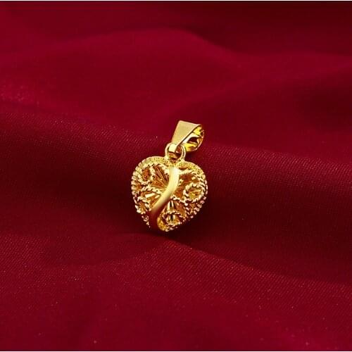 Fashion 14K Gold Pendant Heart Shaped Yellow Gold Necklace Pendant for Womens Wedding Engagement Jewelry Party Birthday Gifts