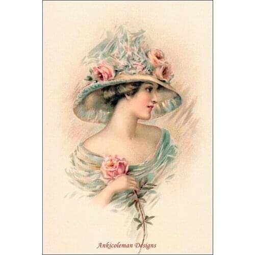 Embroidery Counted Cross Stitch Kits Needlework - Crafts 14 ct DMC DIY Arts Handmade Decor - Vintage Rose Girl 1