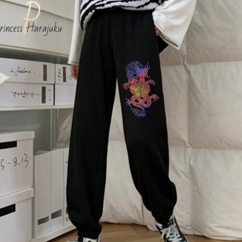2021 New Women Sweatpants Unisex Wide Leg Sweat Pants Pants Custom Swearshirt Pents Casual Black Print Baggy Spring Autumn Pants