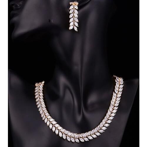 New Arrival Gold Water Drop Cubic Zirconia Jewelry Sets For Women Party Jewelry Set Bijoux Bijoux Mariage CZL-6142