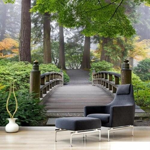 Beibehang papel de parede Custom wallpaper 3d mural winking bridge forest landscape painting wall living room bedroom wallpaper