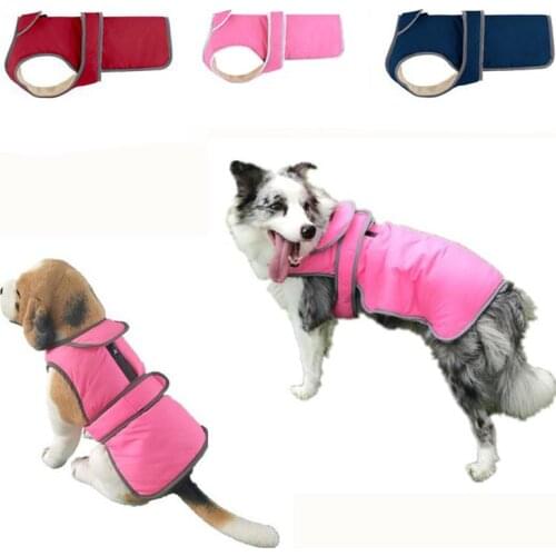 Dog Autumn Winter Clothes Lapel Dog Jacket Polyester Warm Pet Clothing Reflective Dog Coat Vest for Small Medium Large Dog S-XXL