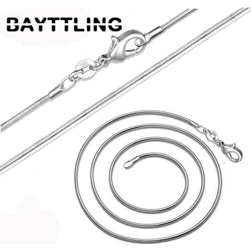 BAYTTLING 925 Sterling Silver Necklace 16-38 Inch 1MM Snake Chain Necklace For Woman Men Wedding Jewelry Charm Gift