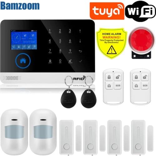Tuya 1.7 Inch TFT Screen WIFI GSM Smart Home Burglar Security Alarm System Motion Detector APP Control Smoke Door Sensor