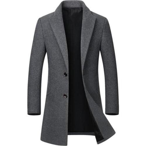 2019 Winter Casual Thick Woolen Coats Mens Stand Collar Slim Fit Jackets Manteau Homme Peacoat Overcoat Trench Wool Parka Coats